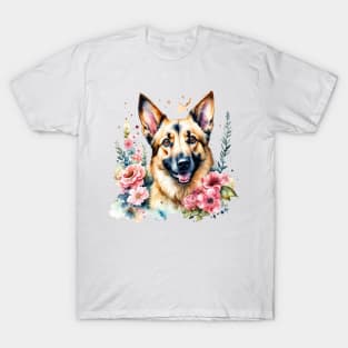 German Shepherd - Cute Watercolor Dog T-Shirt